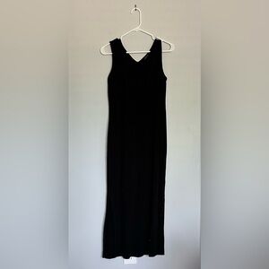 Lauren by Ralph Lauren Ribbed Cotton Casual Sleeveless Maxi Dress, Black, size M